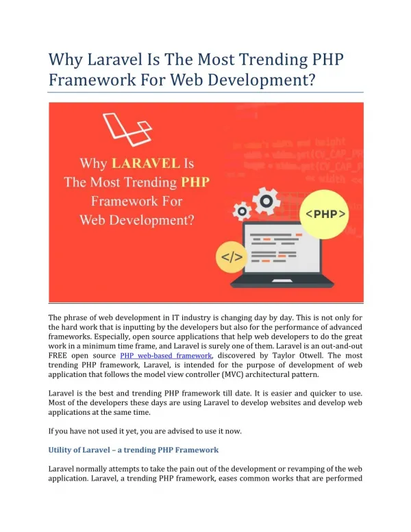 Laravel - a trending PHP Framework today