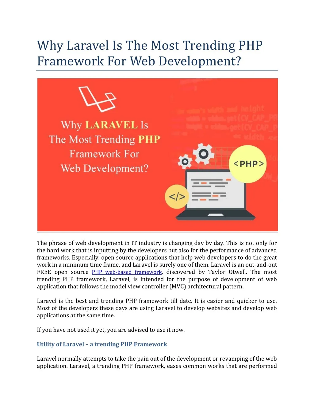 why laravel is the most trending php framework