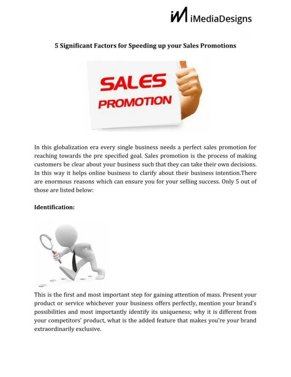5 significant factors for speeding up your sales promotions