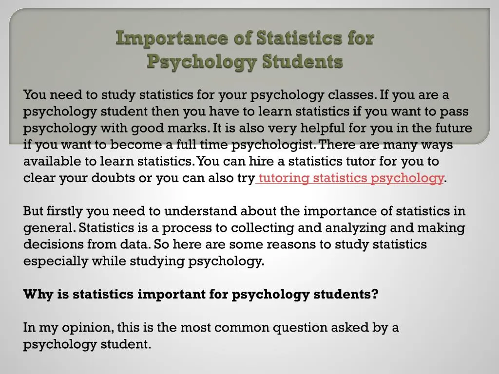importance of statistics for psychology students