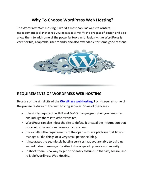 WordPress Web Hotsing