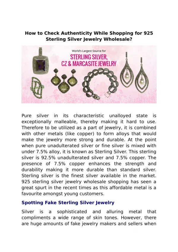 How to Check Authenticity While Shopping for 925 Sterling Silver Jewelry Wholesale?