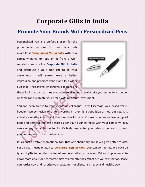 Promote Your Brands With Personalized Pens