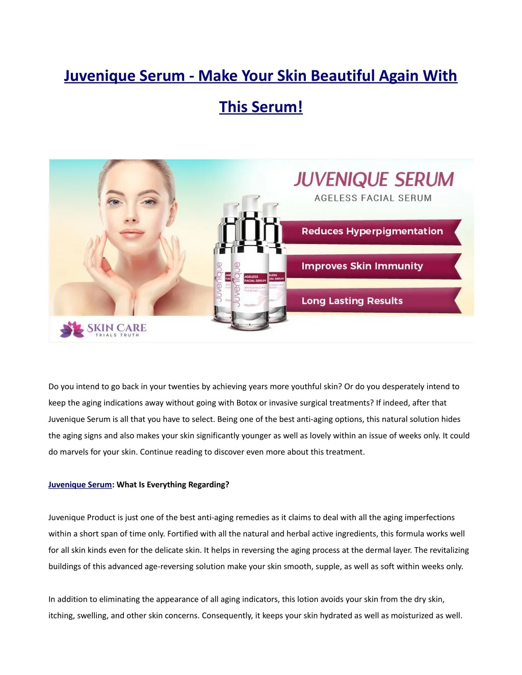 juvenique serum make your skin beautiful again