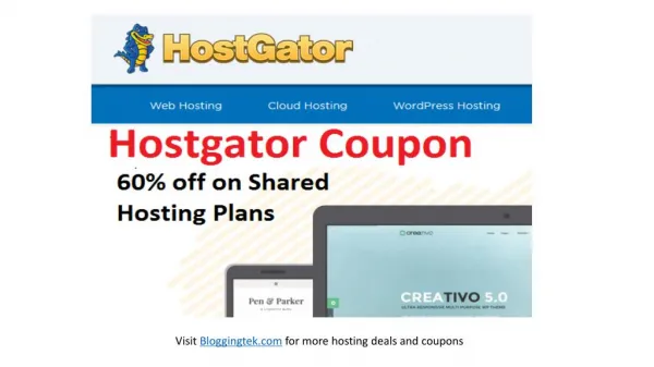 Hostgator Coupon - upto 60% discount on hosting Plans