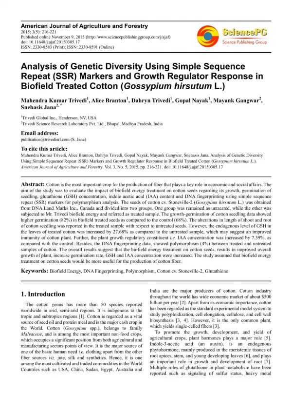 american journal of agriculture and forestry 2015