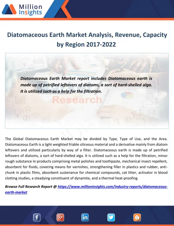 Diatomaceous Earth Market Analysis, Revenue, Capacity by Region