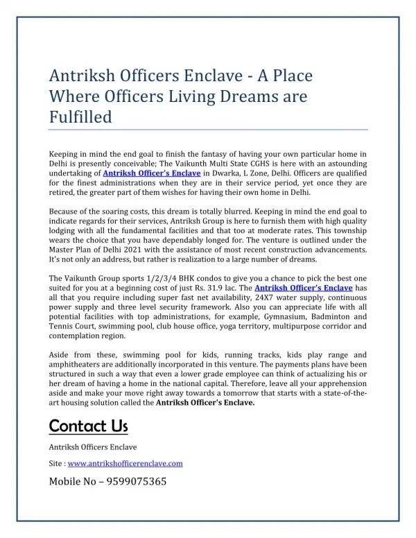Antriksh Officers Enclave