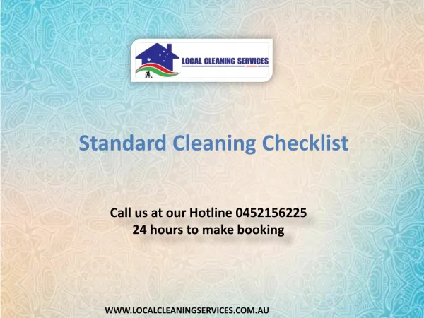 Standard Cleaning Checklist - - Local Cleaning Services