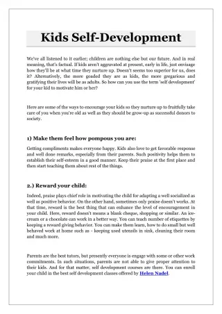 Kids Self-Development - slide 1