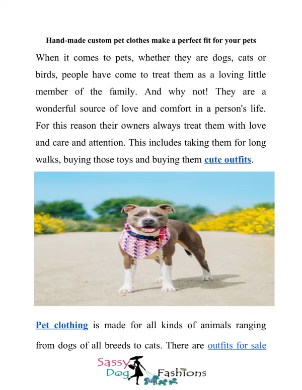 How to make exclusive clothes for pets?