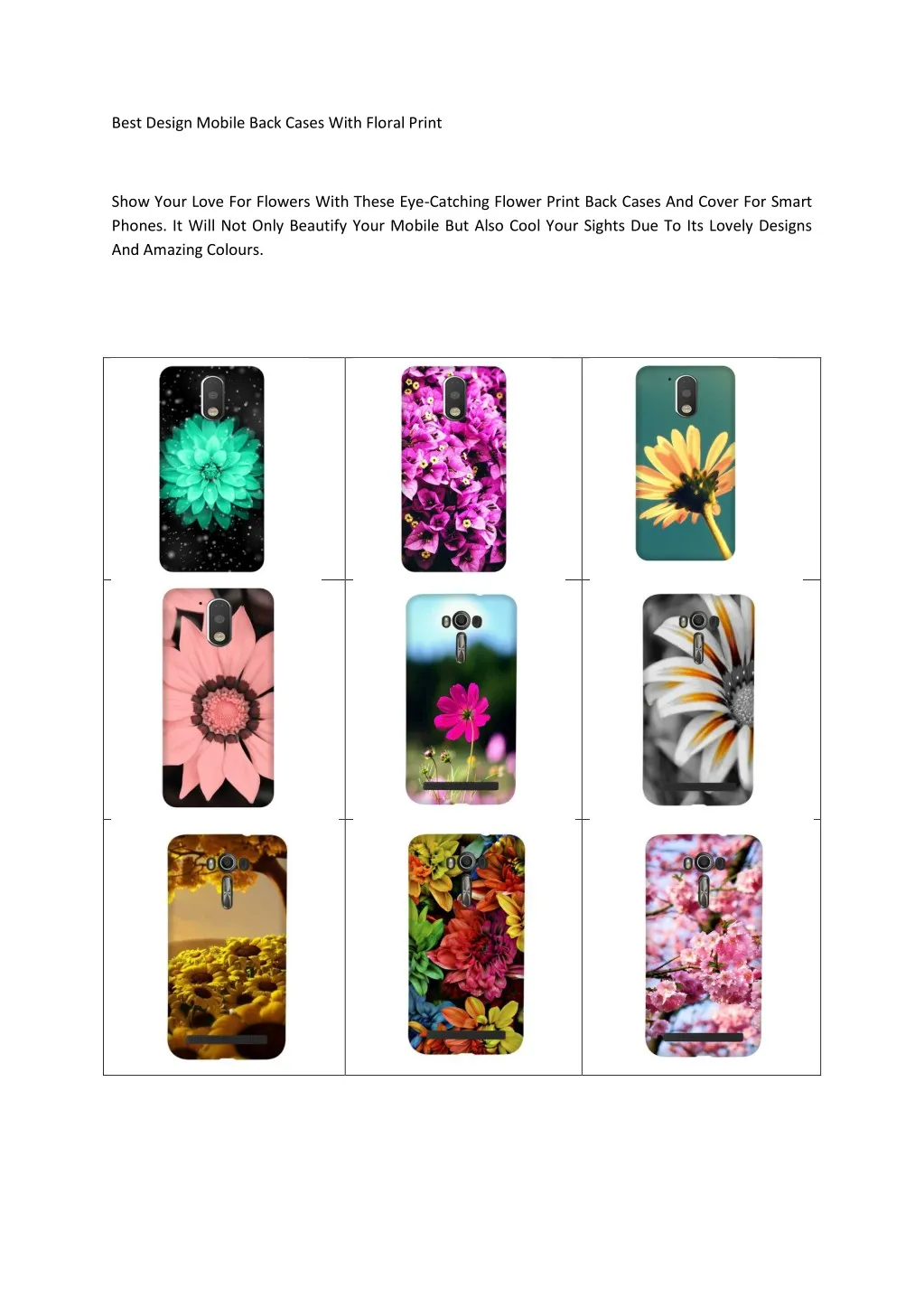 best design mobile back cases with floral print