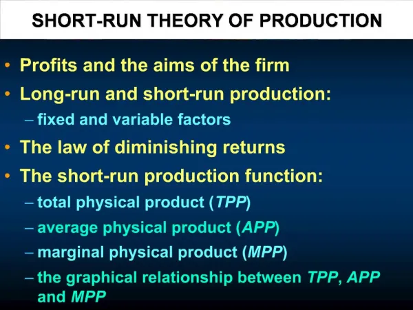 SHORT-RUN THEORY OF PRODUCTION