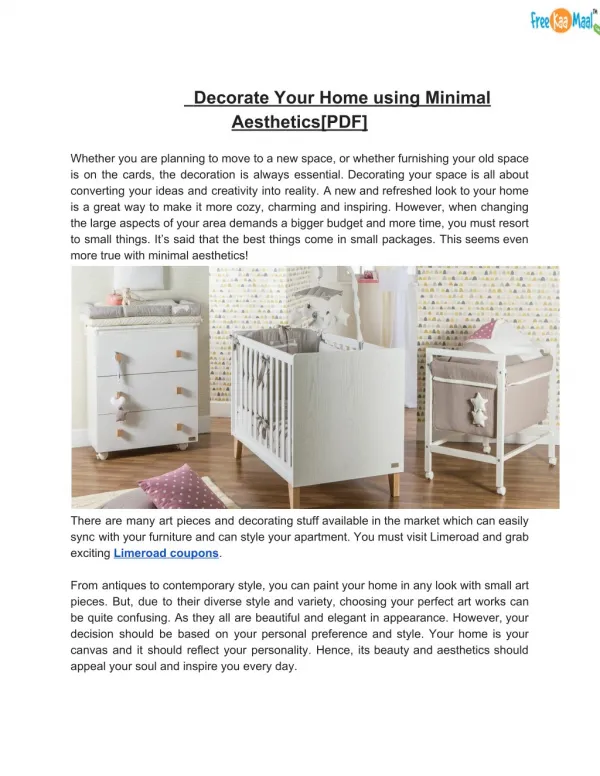 Decorate Your Home using Minimal Aesthetics[PDF]