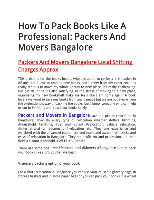 How To Pack Books Like A Professional: Packers And Movers Bangalore