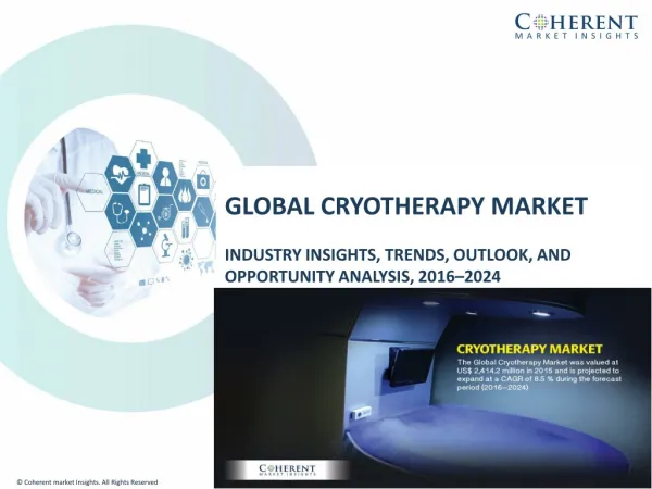 Cryotherapy Market, By Product Type, Application, Therapy Type, End User, and Geography - Forecast till 2024