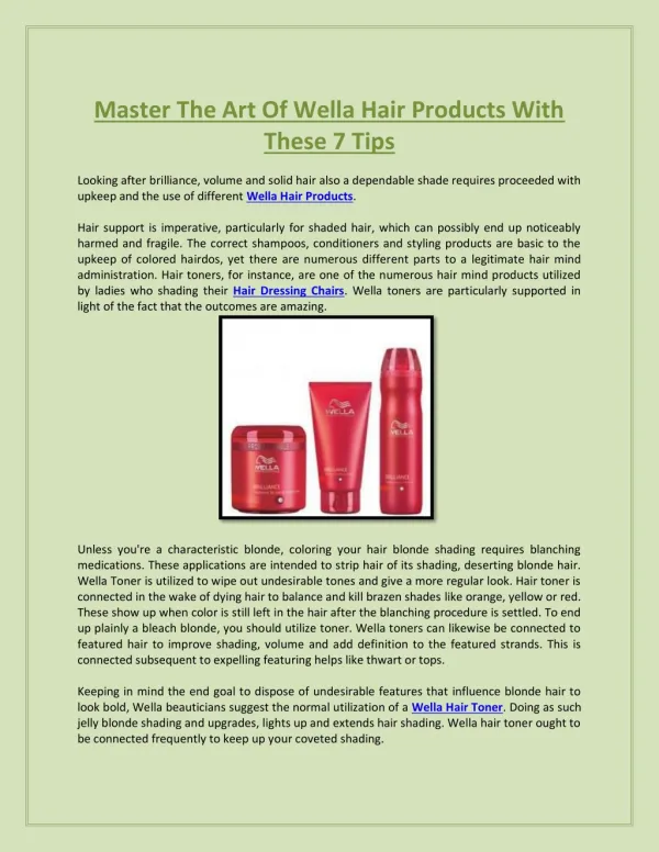 Master The Art Of Wella Hair Products With These 7 Tips