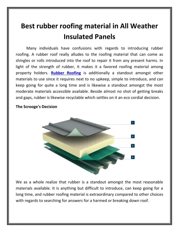 Best rubber roofing material in All Weather Insulated Panels