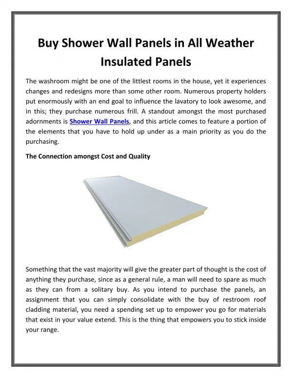 Buy Shower Wall Panels in All Weather Insulated Panels