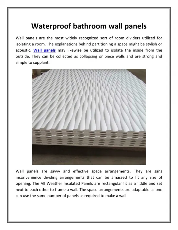 Waterproof bathroom wall panels
