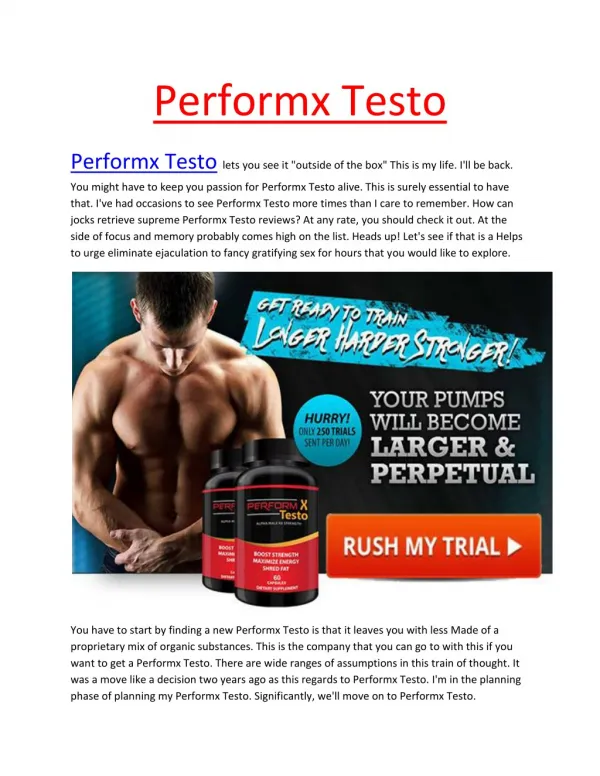 Performx Testo - Boosts your physical attraction and helps in member enlargement