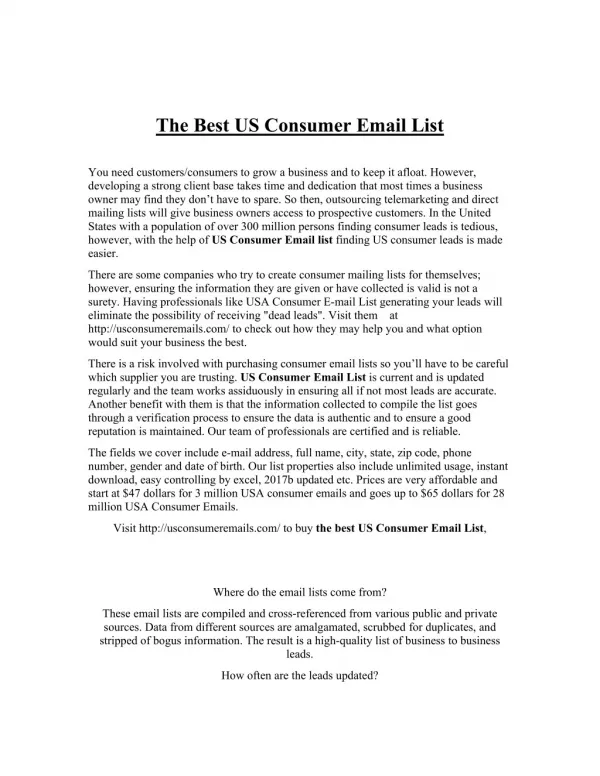 The best US consumer email list