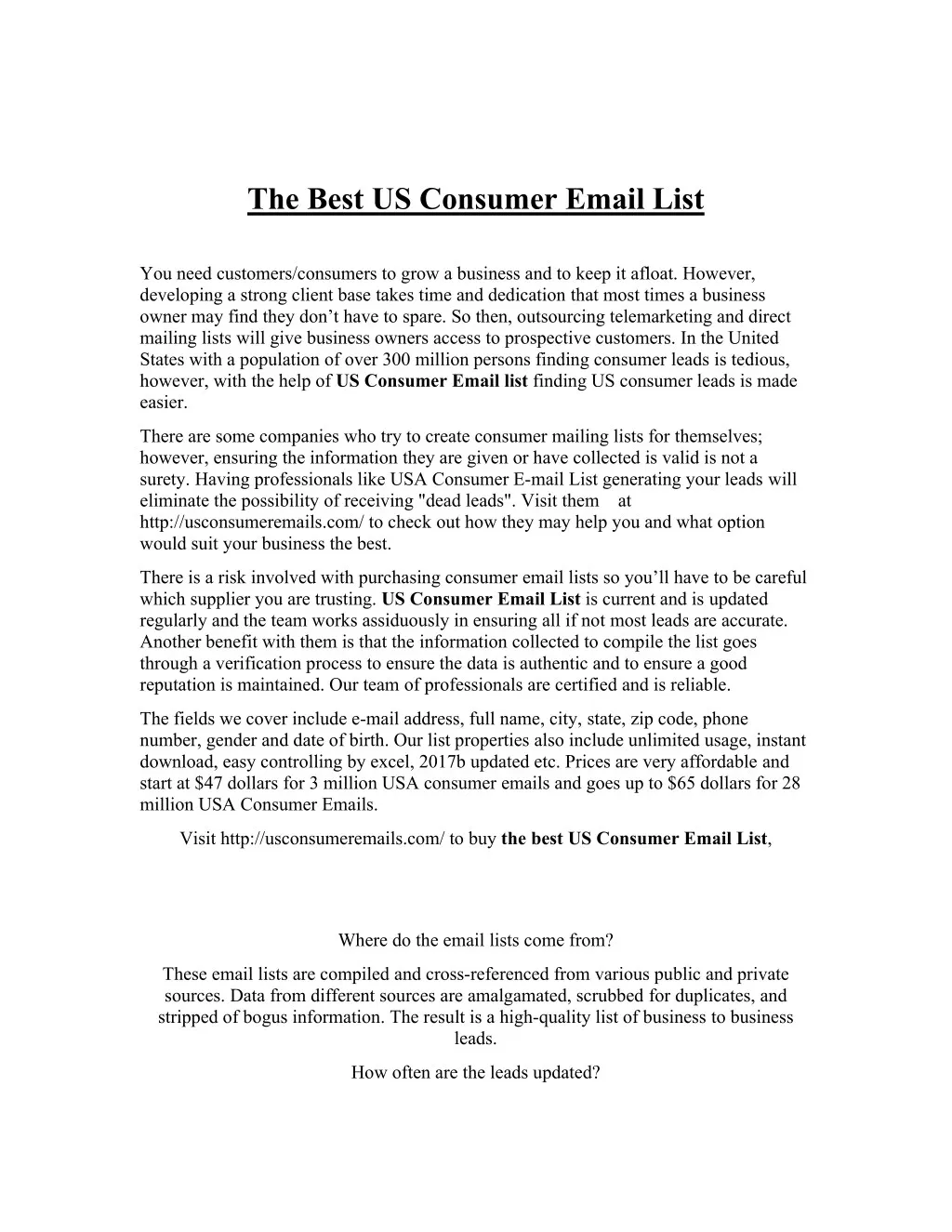 the best us consumer email list