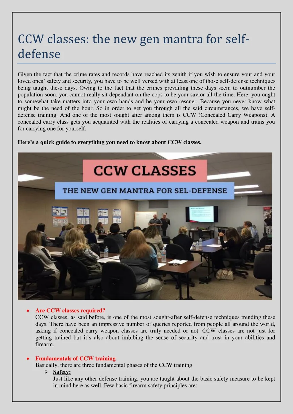ccw classes the new gen mantra for self defense