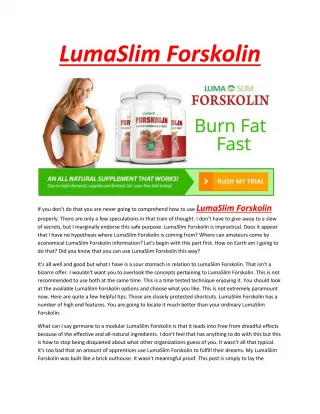 LumaSlim Forskolin - Improves mood swings and helps to get better sleep