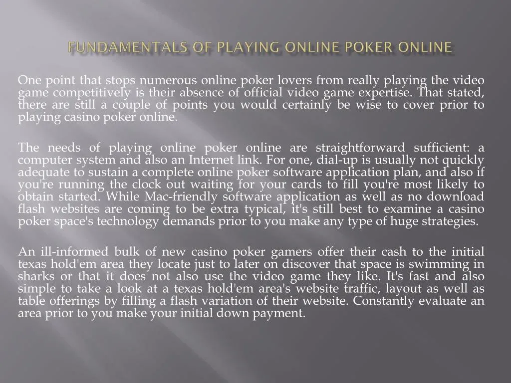 fundamentals of playing online poker online