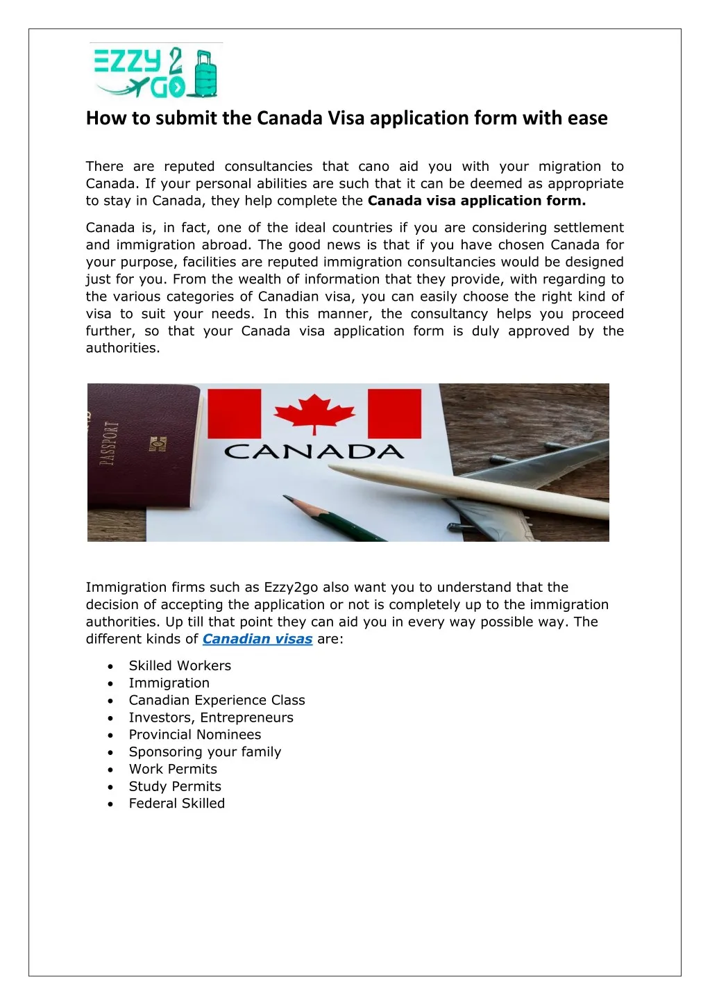 how to submit the canada visa application form