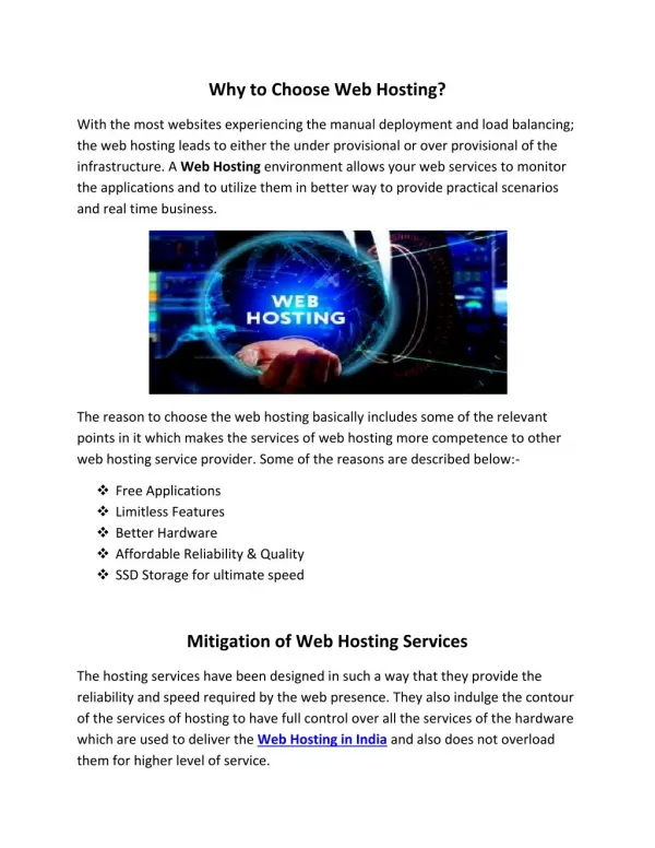 why to choose web hosting