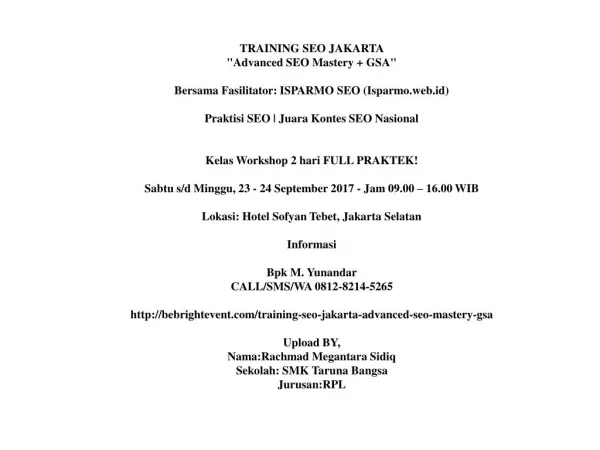 0812-8214-5265 | Training SEO di Jakarta