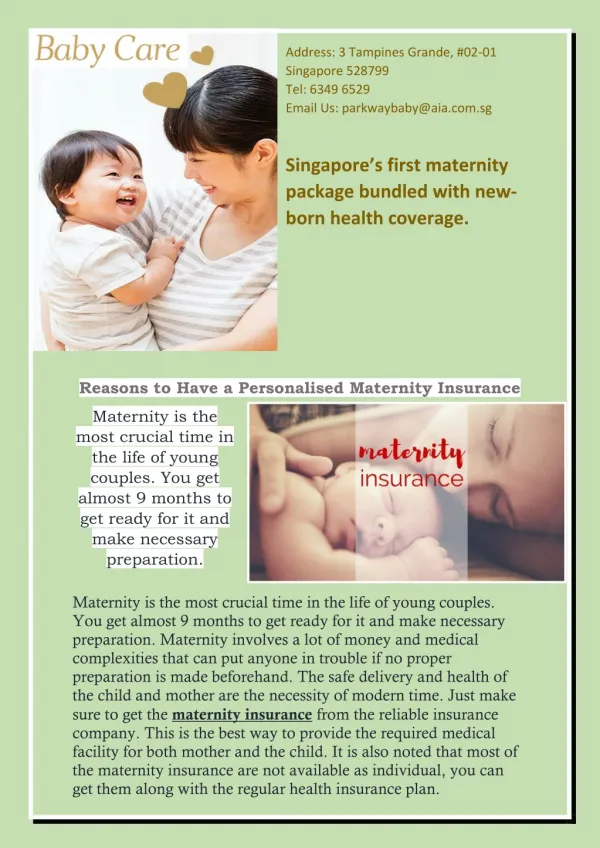Reasons to Have a Personalised Maternity Insurance