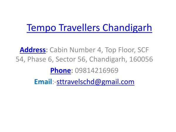Tempo Traveller in Chandigarh