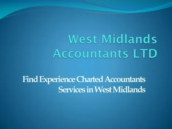 Find Experience Charted Accountants Services in West Midlands
