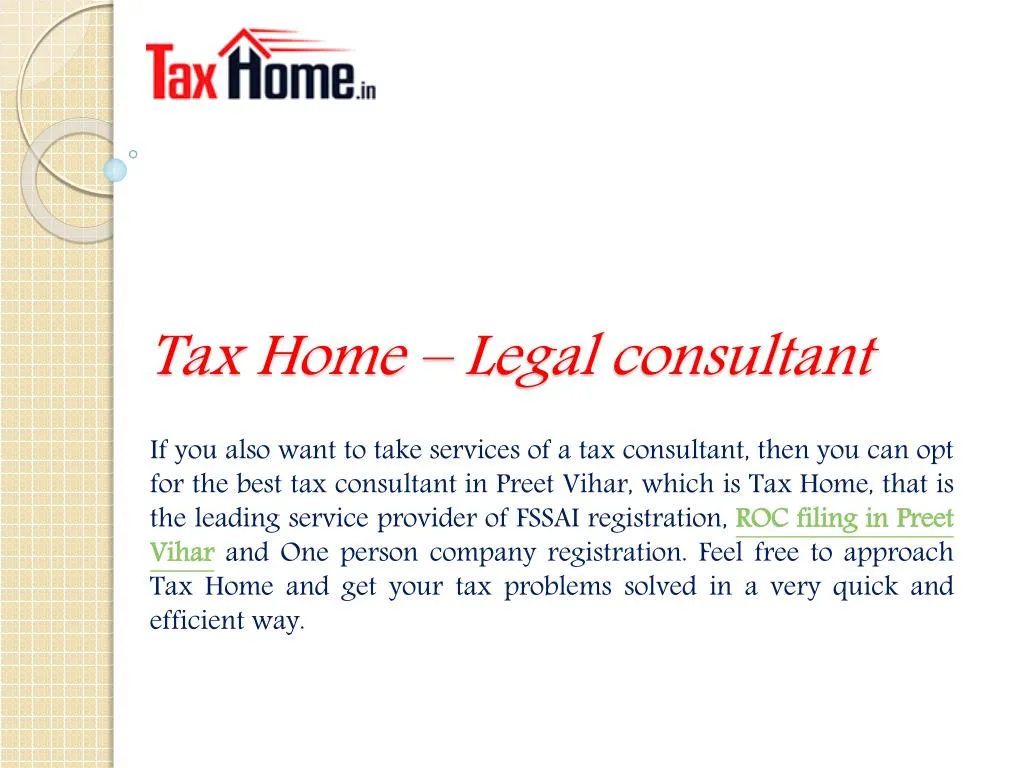 tax home legal consultant