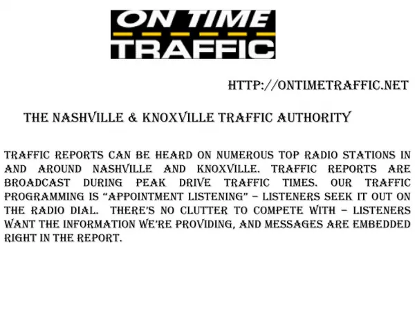 THE NASHVILLE & KNOXVILLE TRAFFIC REPORTS