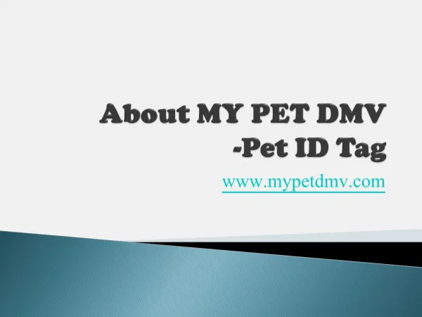 My Pet DMV - Provide a Way to Find Lost Pet