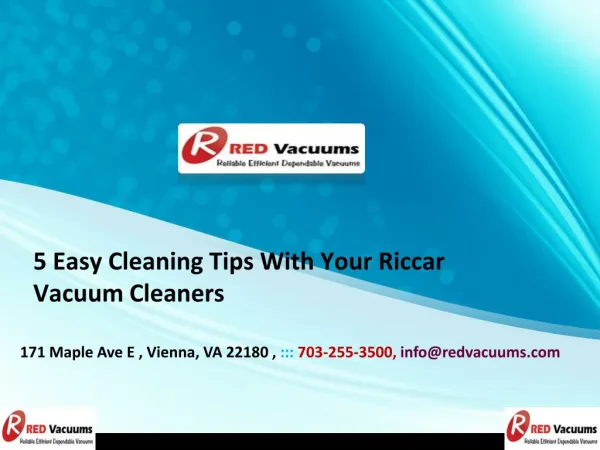 5 Easy Cleaning Tips With Your Riccar Vacuum Cleaners