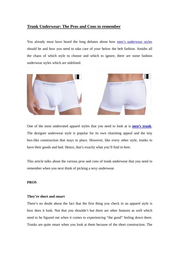 Trunk Underwear: The Pros and Cons to remember