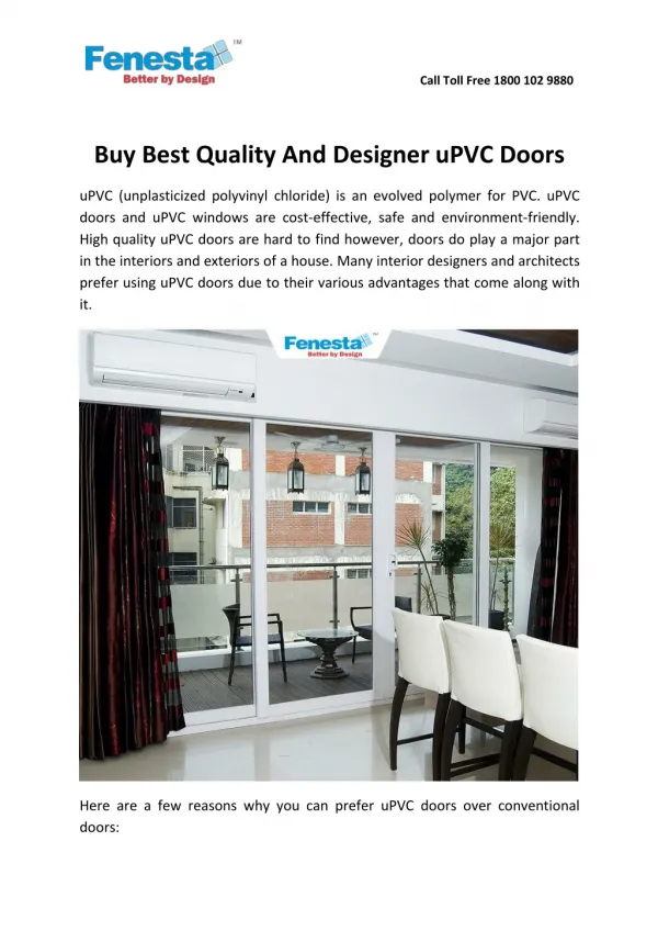 Buy Best Quality And Designer uPVC Doors