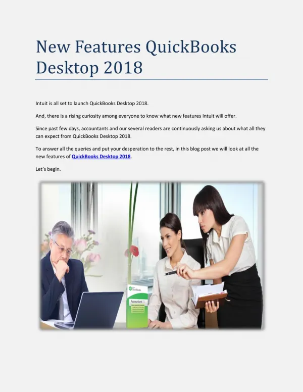 New Features in QuickBooks Desktop Hosting 2018