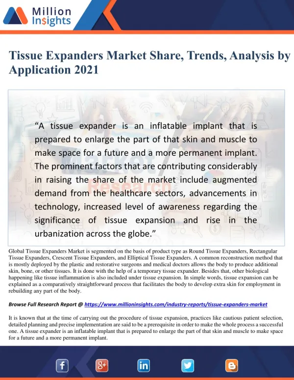 Tissue Expanders Market Growth Analysis, Trends Forecast by Regions, Type and Application to 2021