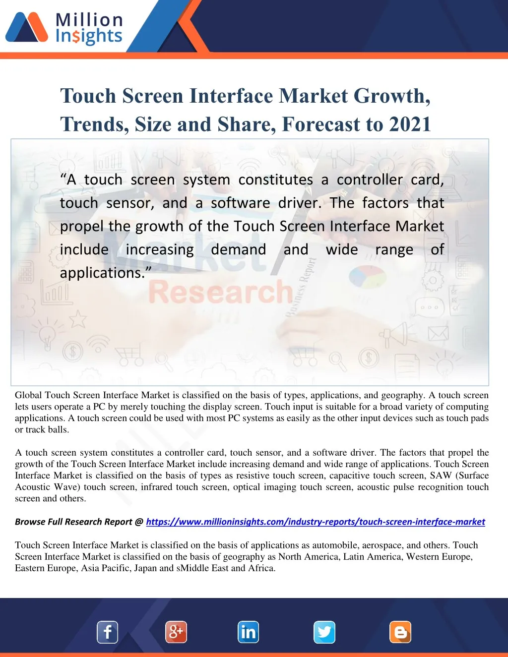 touch screen interface market growth trends size