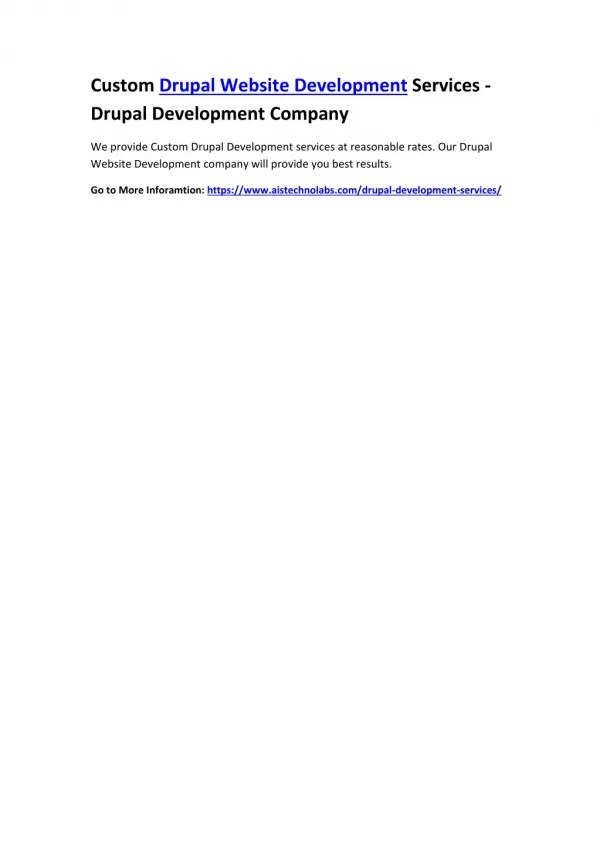 custom drupal website development services drupal