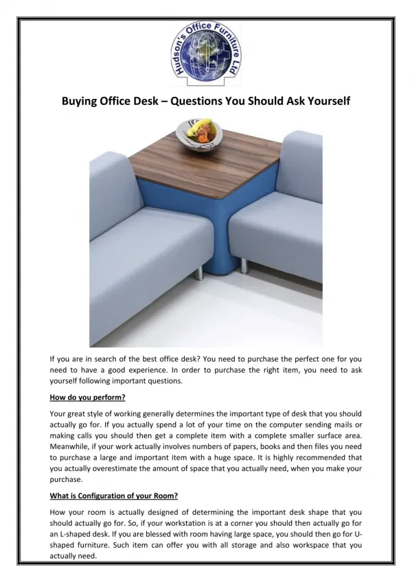 Buying Office Desk – Questions You Should Ask Yourself