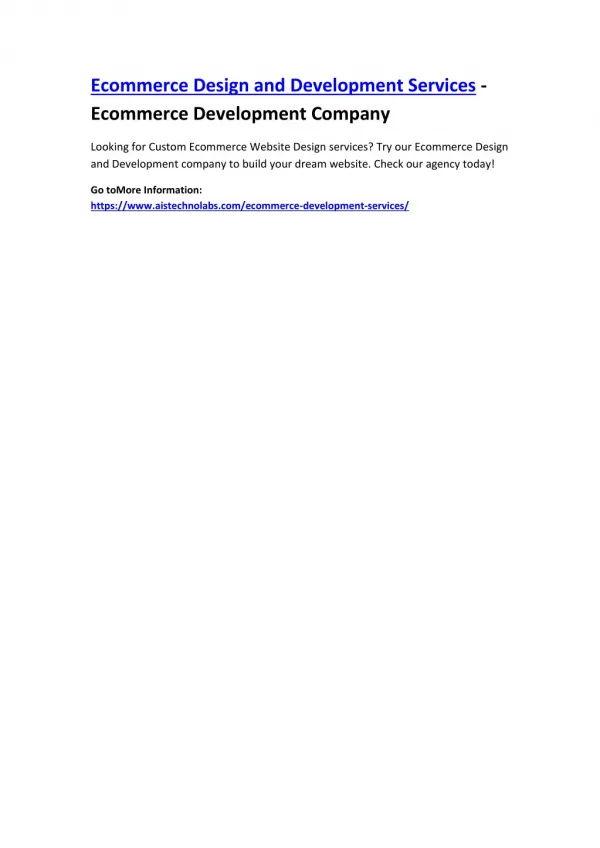 ecommerce design and development services