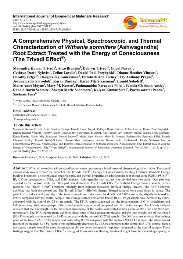 Trivedi Effect - A Comprehensive Physical, Spectroscopic, and Thermal Characterization of Withania somnifera (Ashwagandh