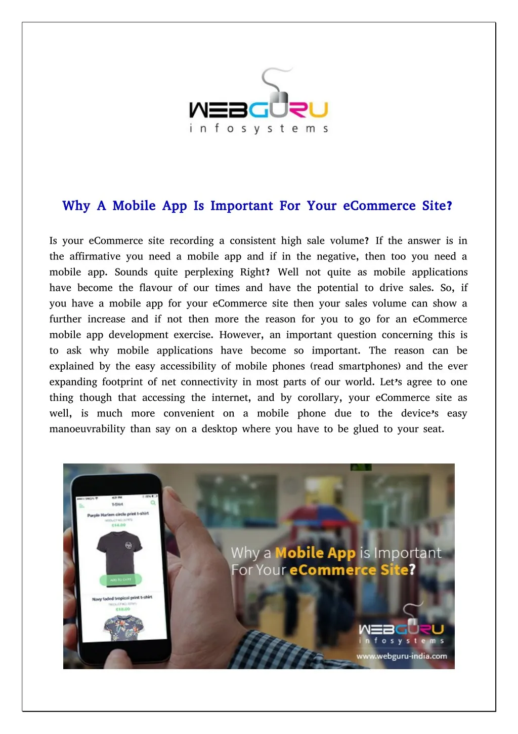 why a mobile app is important for your ecommerce